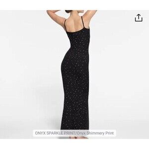 Skims soft lounge long slip dress in onyx sparkle